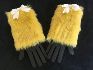 Luxury Yellow Faux Fur Cuffs